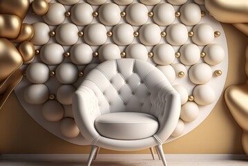 Sillon beige de lujo estilo clásico, asiento barroco de estilo moderno, creada con IA generativa - obrazy, fototapety, plakaty