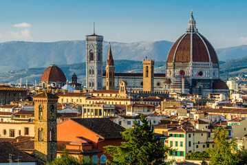 Fototapeta na wymiar The Florence Cathedral - Santa Maria del Fiore with blue sky.