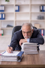 Old male employee working in the office
