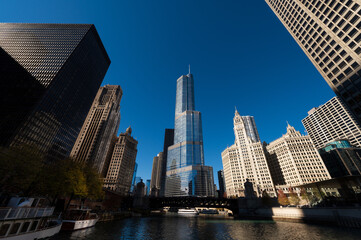 Obraz na płótnie Canvas October 22, 2020- Chicago buildings at dusk. Chicago city