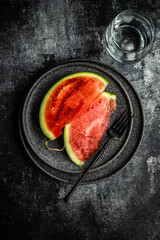Summer healthy dessert with watermelon slices
