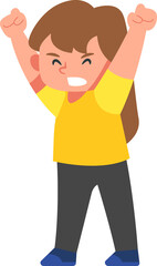 school girl student show hand up to glad