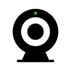 IP camera silhouette icon during recording. Vector.