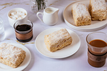homemade cake made of several layers and cream