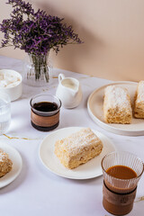 homemade cake made of several layers and cream