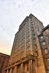 Fototapeta premium Low angle view of a modern building in Lodz