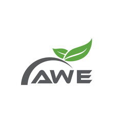 AWE letter nature logo design on white background. AWE creative initials letter leaf logo concept. AWE letter design.
