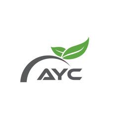 AYC letter nature logo design on white background. AYC creative initials letter leaf logo concept. AYC letter design.
