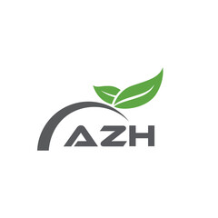 AZH letter nature logo design on white background. AZH creative initials letter leaf logo concept. AZH letter design.
