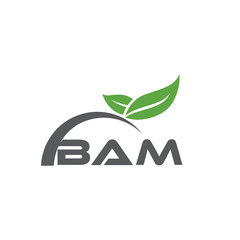 BAM letter nature logo design on white background. BAM creative initials letter leaf logo concept. BAM letter design.