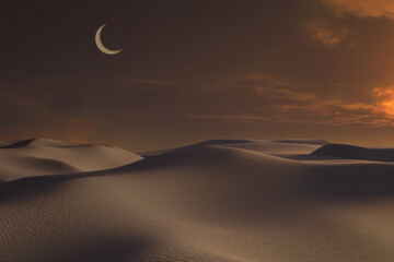 Night desert background, 3d illustration © Inti imaging