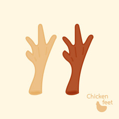 Hand drawn chicken feet. Asian exotic food. Cartoon design food element. Street food.