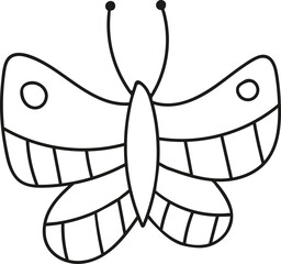 Hand drawn butterfly icon. Vector illustration, doodle style. Isolated on a white background.
