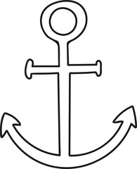 Hand drawn anchor. Vector illustration, doodle style. Isolated on a white background.

