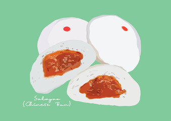 Vector Illustration of Salapoa, Steamed Bun