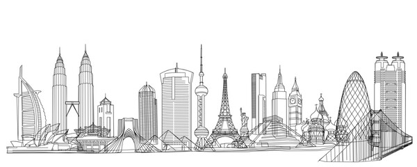 Naklejka premium collection of historic buildings around the world,vector illustration