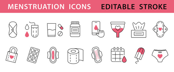 Woman Menstruation line Icons Set © Artrise Stocker