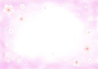 Obraz na płótnie Canvas 淡い水彩の桜　背景フレーム素材