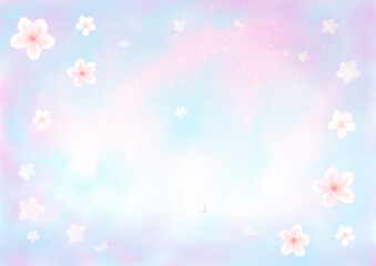 淡い水彩の桜　背景フレーム素材