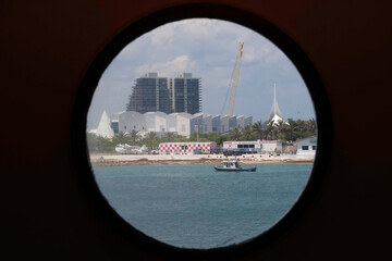 Miami port view through a porthole