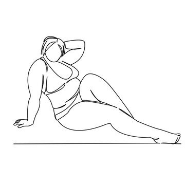 recommend clip art: plump woman on the beach sunbathing body positive