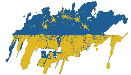 Ukraine EU Flag illustration vector background Ukrainian flags by generative AI