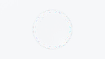 白背景にカラフルなガラスの反射のような3dイラスト。柄。円のフレーム。