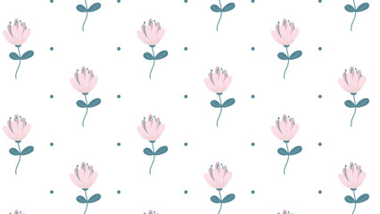 Hand drawn seamless pattern with flowers