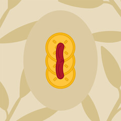 Chinese coins on a string hand drawn Chinese New Year 2023 element