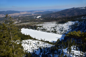 Plechy lake Sumava lake wall Plechy