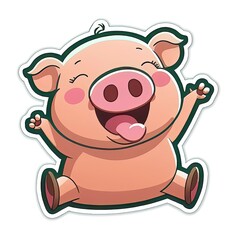 get the playful cartoon pig sticker for your collection generated ai
