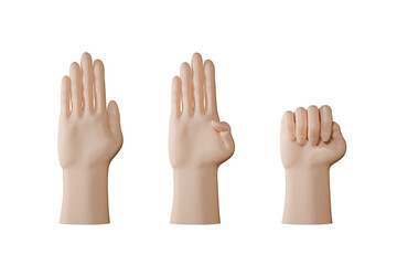 3D render of hand signal for help isolated on yellow background, Transparent background PNG file.