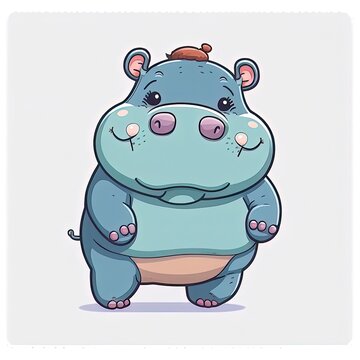 cute cartoon hippopotamus cutout for your nature lovers generative ai
