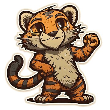 cartoon tiger sticker a playful addition to your home generative ai