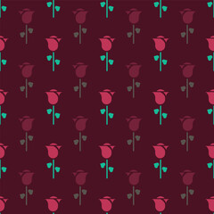 Magenta Valentines Day Roses Vector Repeat Pattern Design