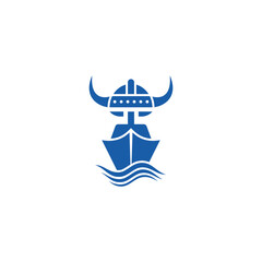 Viking head combination with ship. Company logo design.