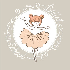 Little ballerina, logo, vector illustration for banner or announcement