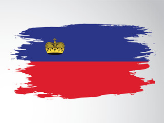 Vector flag of Liechtenstein drawn with a brush. - obrazy, fototapety, plakaty