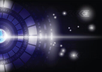 Obraz premium Glow circle style graphic design abstract background blue tone Stock Illustration.