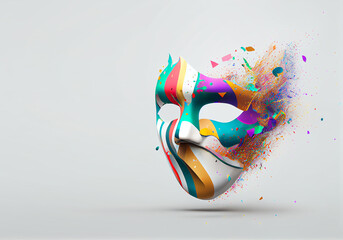 Realistic luxury carnival mask on white background. Generative AI