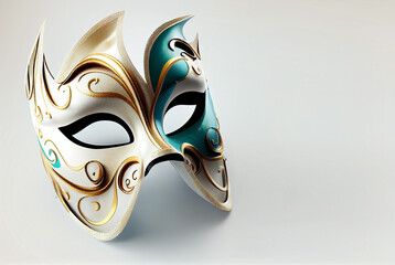 Realistic luxury carnival mask on white background. Generative AI