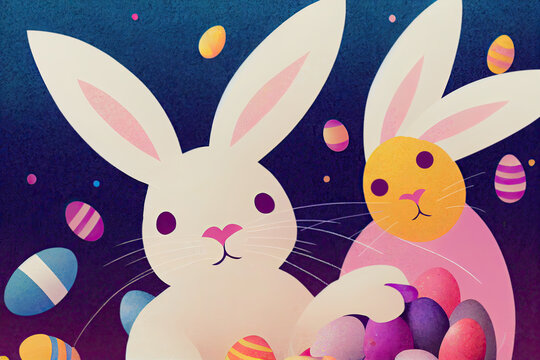A fresh take on the classic Easter image, this postcard features strange yet funny surreal bunnies set against a bold purple background. Playful and imaginative, it provides a touch of humor.
