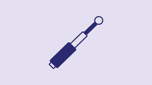Blue Telescopic baton icon isolated on purple background. 4K Video motion graphic animation