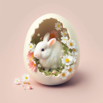 cute easter bunny in a egg