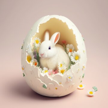 cute easter bunny in a egg