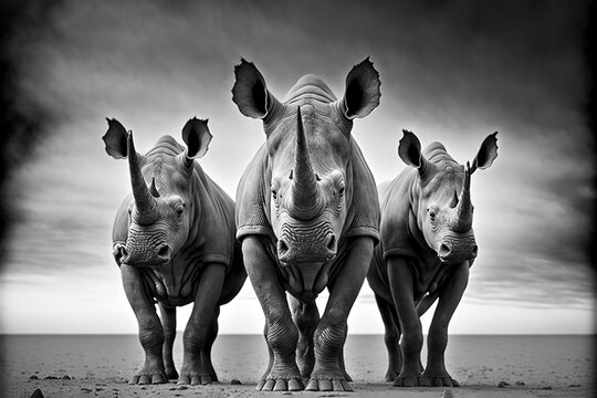 Rhino Stock Photo, Wildlife Photography, Generative Ai