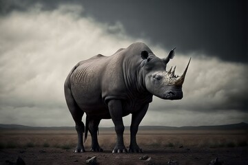 Fototapeta premium Rhino Stock Photo, Wildlife Photography, Generative Ai