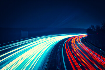 Langzeitbelichtung - Autobahn - Strasse - Traffic - Travel - Background - Line - Ecology - Highway - Night Traffic - High quality photo	