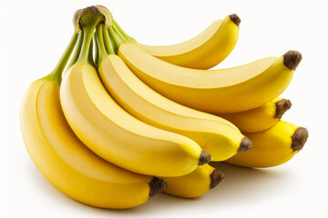 A bunch of bananas isolated on white background - illustration - Generative AI