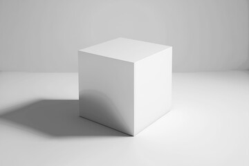 White block in white room. Generative ai.